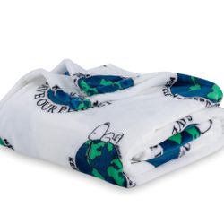 Blanket, Snoopy Plush Oversized Kids Throw Blanket, Snoopy Keep It Clean, Green White, 50x60 inch