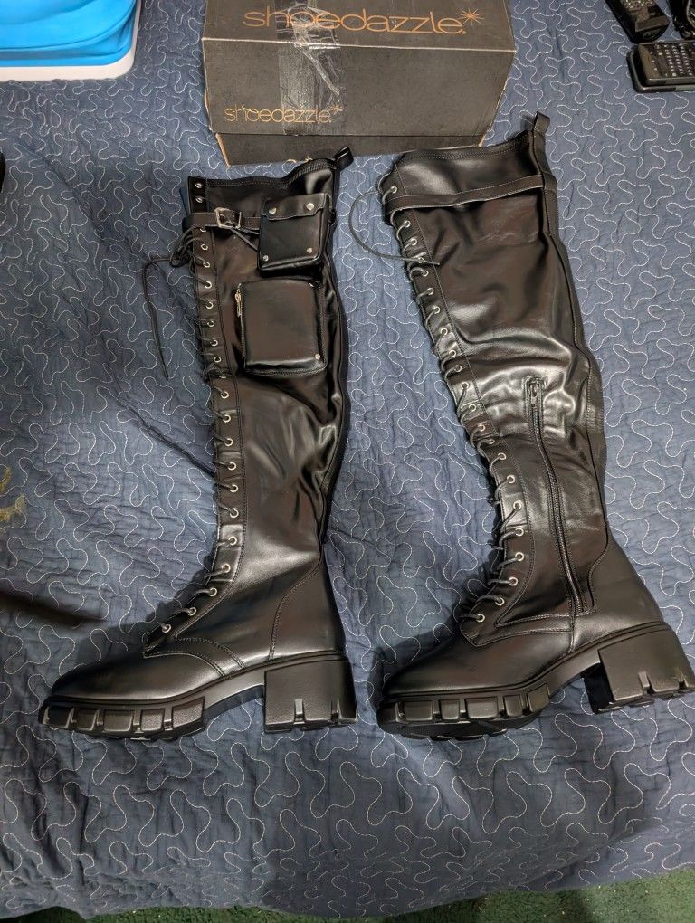 Thigh High Boots With Attached Pockets