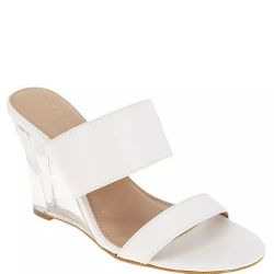 BCBGeneration Walina White Clear Double Strap Wedges