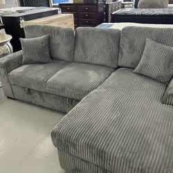 Brand New Custom Corduroy Sectional With Sleeper, Same Day Delivery 
