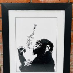 Framed Wall Art - Monkey Smoking - 19¼" x 23¼"