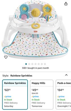 Fisher Price Portable Baby Chair Deluxe Sit Me Up Floor Seat With Snack Tray & Toy Bar 