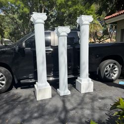 Elegant White Event Columns / Greek Pillars (Set of 3) – Wedding, Party, Decor