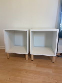 White Cubbies with wood Feet