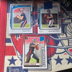 Drake Maye Caleb Williams Michael Penix Jr Rookie Football Card Lot (3 Cards)