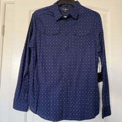 TWOGE Eye Logo Navy Star Print Button-Down Shirt – Size XL – New With Tags