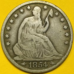 1854-O U.S. SEATED LIBERTY SILVER HALF DOLLAR 50c COIN (VF-Very Fine)