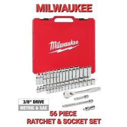 Milwaukee 3/8 in. Drive SAE/Metric Ratchet and Socket Mechanics Tool Set (56-Piece)(NEW)