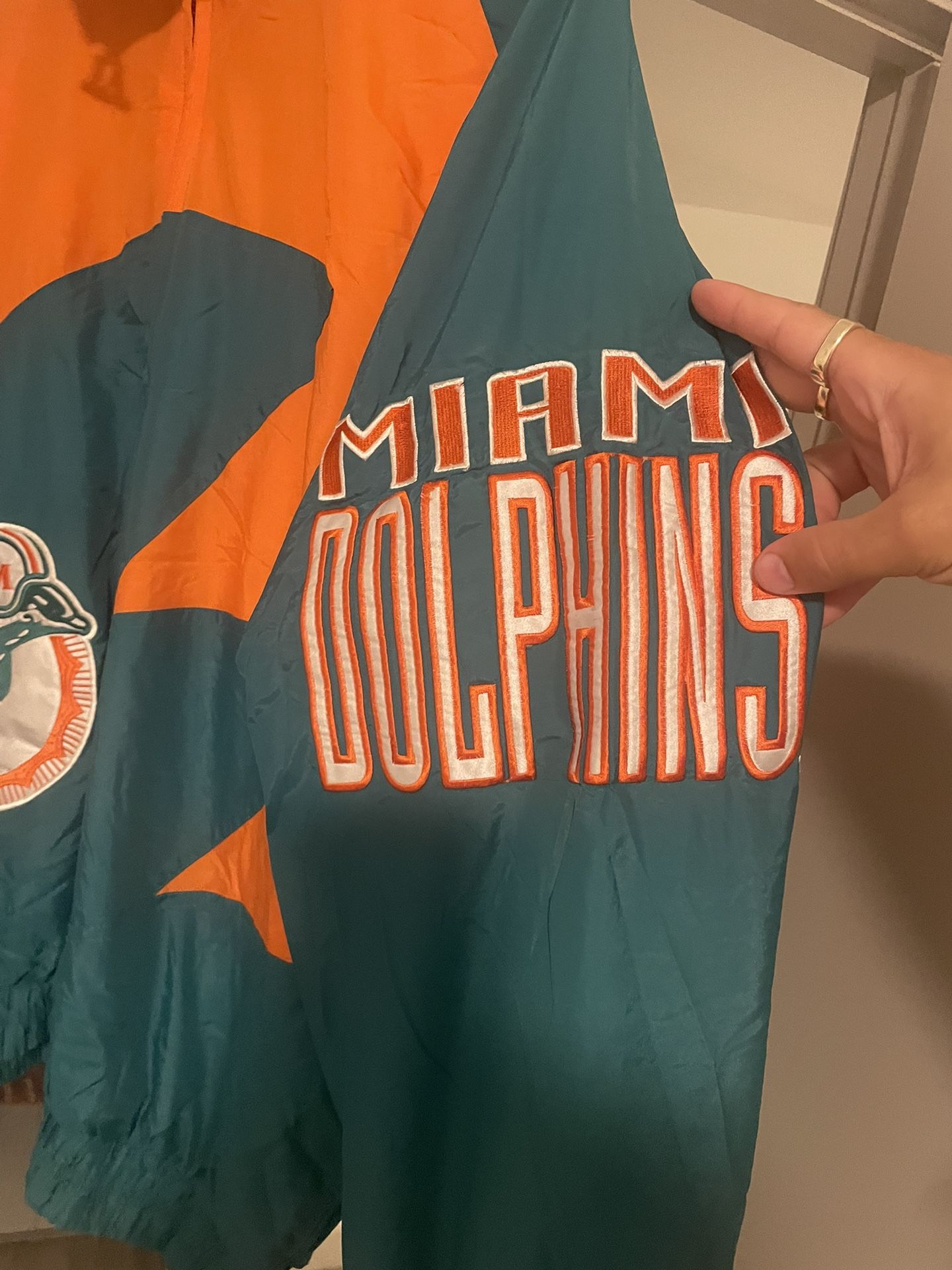 VINTAGE Miami Dolphins Jacket Mens Large Blue Black Pro Player Reversable  for Sale in Tappan, NY - OfferUp