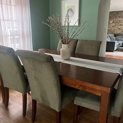 wooden dining table with 6 chairs 