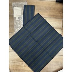 2 Longaberger Baskets Collectors Club Stripe Napkins blue green fabric NEW