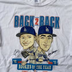 Dodgers Baseball Seager Bellinger Back 2 Back Rookies of the Year Shirt Tee Men’s Size XL