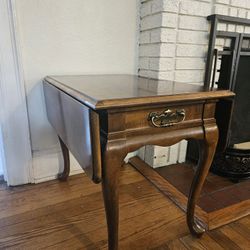 Mersman Cherry Drop Leaf Pembroke Accent End Table With Drawer