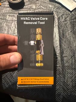 HVAC Valve Core Removal Tool Set,HVAC Service Wrench Set with Hex Bit Adapters,Dual Size SAE 1/4 to 5/16 Port, 5/16'', 3/8'' Refrigeration Service Wre
