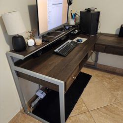 L Shaped Espresso Modern Desk 