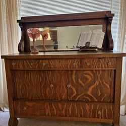 Antique Tiger Oak Buffet,Cabinet 59Hx54Wx24D