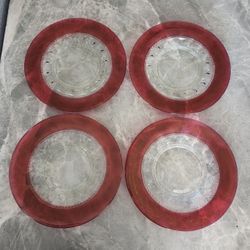 Indiana Glass Ruby Red Flash Kings Crown Thumbprint Dinner Plate Set of 4