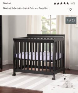 Crib - color: Ebony - Mini Crib - 4 in 1 convertible crib