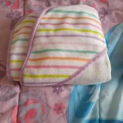 Baby Girl Stripe Towel And Pink Wrap Blanket