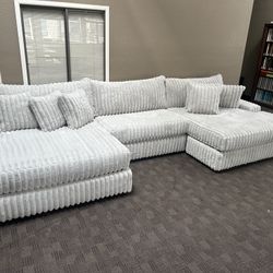 Big Soft White Cream Sectional Couch