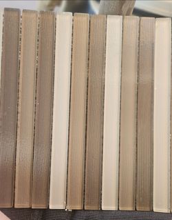 Linear Glass Mosaic Tile Strips Beige Tan