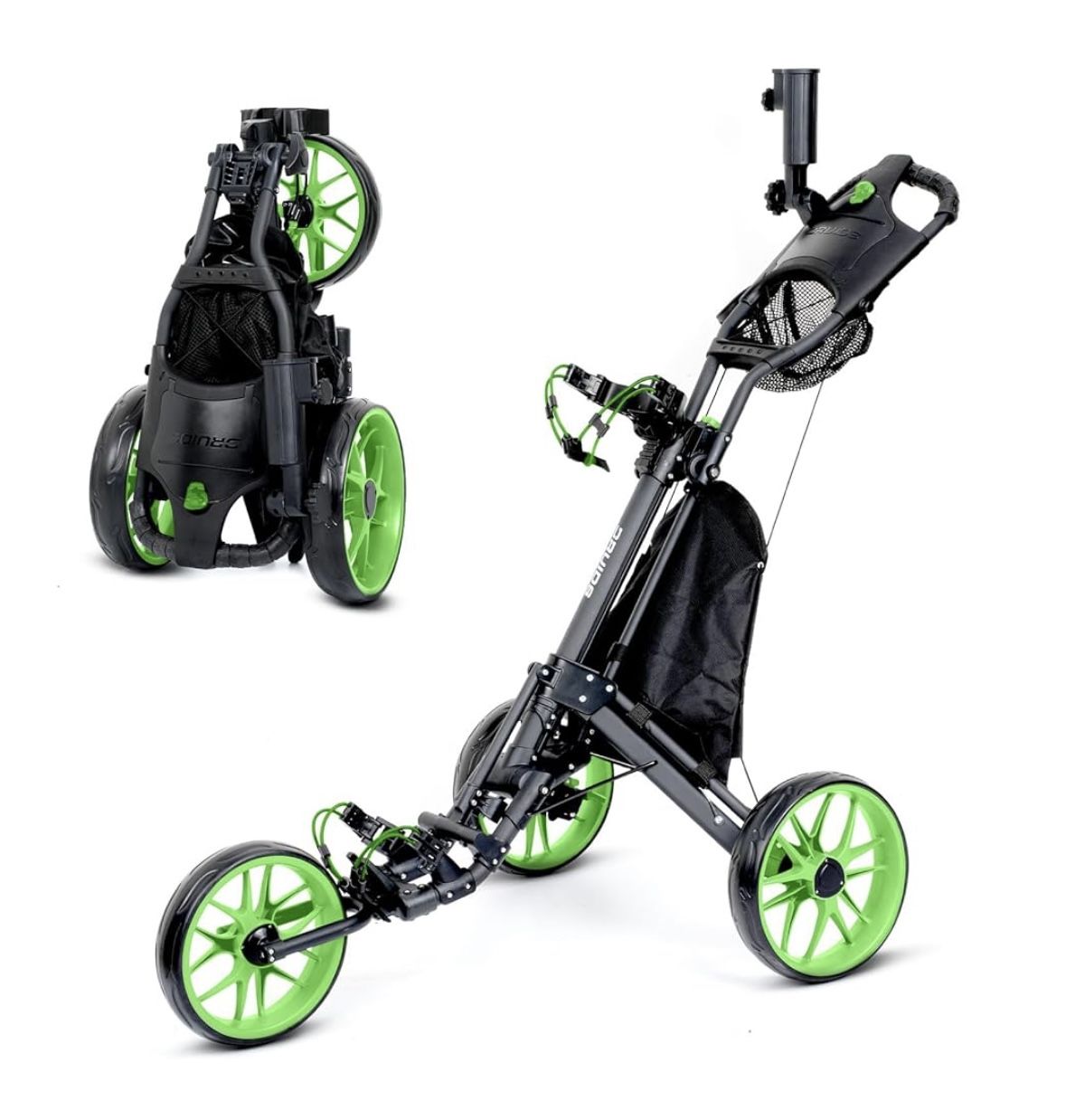DRUIDS 3 Wheel Golf Push Cart: Lightweight Compact Golf Walking Cart with Cooler, Flat Fold Golf Trolley with Brake, ( Selling For Parts Only )