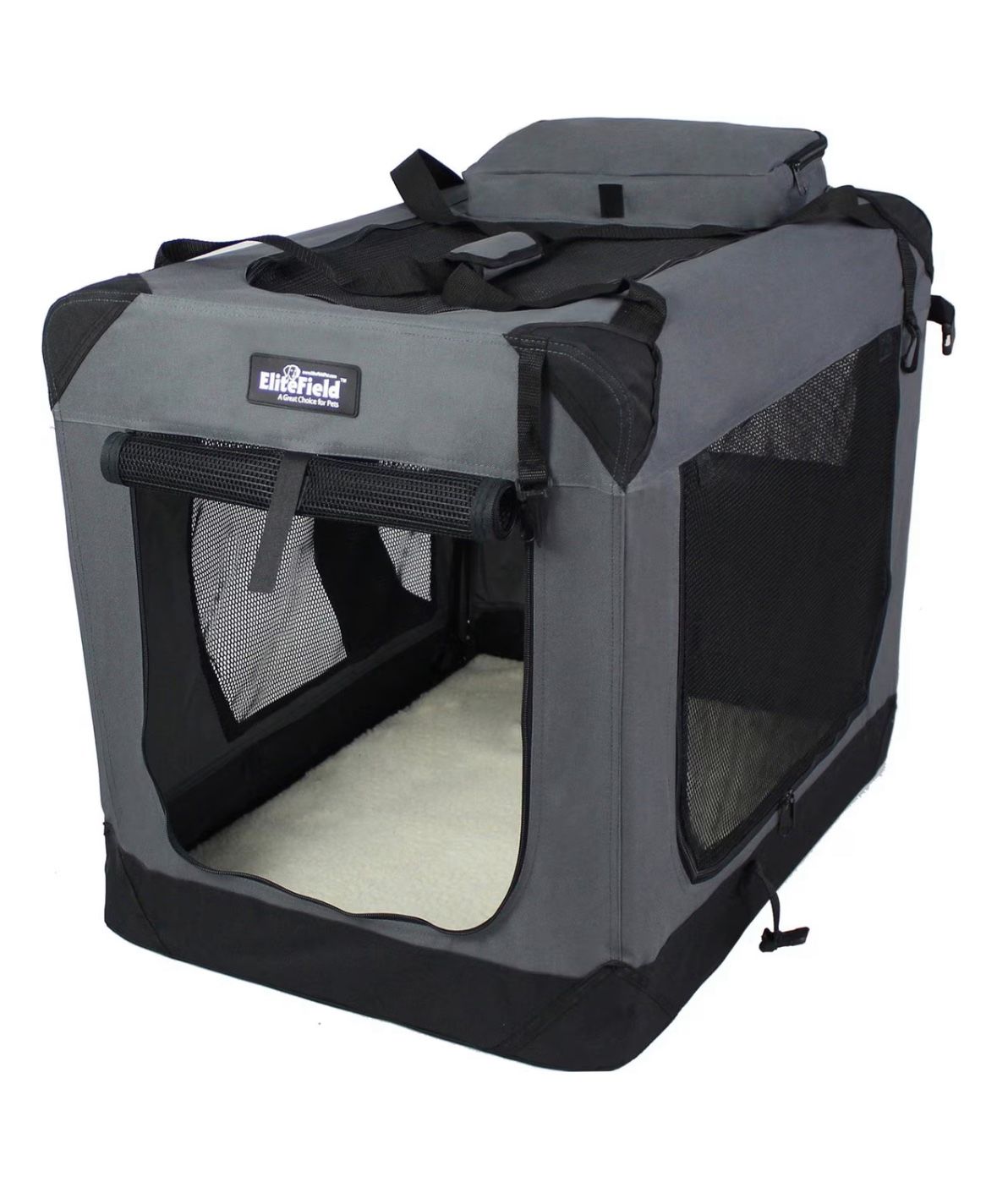 NEW In Box - EliteField 3-Door Collapsible Soft Crate - Gray/Small/24”