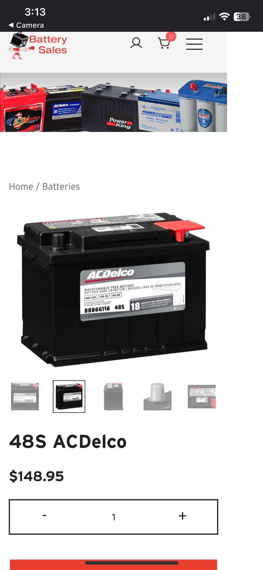 AC Delco 48S 12 V battery