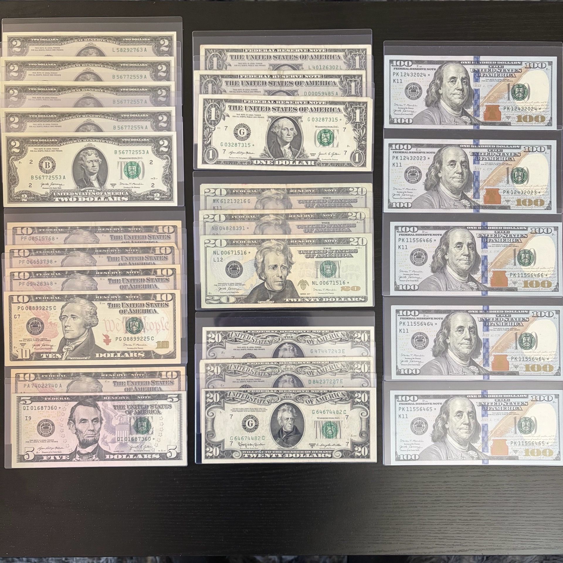 Rare US Currency Bills - Star Notes, Palindromes, Low Serial #, Sequentials, $1 $2 $5 $10 $100 bills *Full Collection!* 100% guaranteed authentic