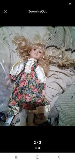 Porcelain Collector Doll with Floral Dress