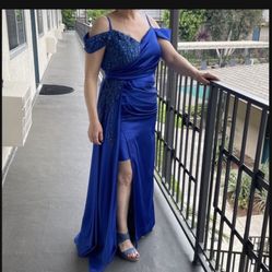 Blue Prom Evening Formal Dress Gown Size 12 Petite 