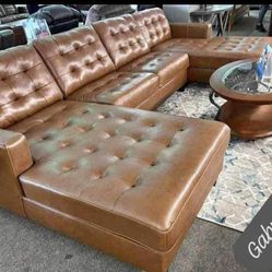 $33 Down Payment Ashley Real Leather Double Chaise Sectional Sofa Total Price