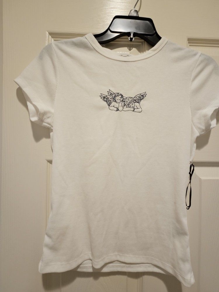 Faded Rose Essentials L White T-Shirt
