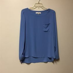 Women’s LOFT Ann Taylor 100% polyester blue long sleeve blouse… Size small