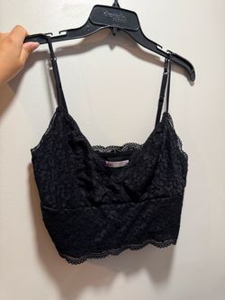 SO Pretty Little Layers Black Sexy Lace Cami Crop Top Large