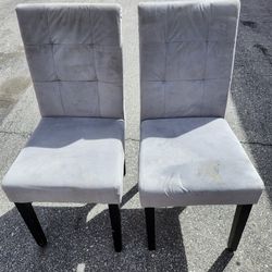 Grey Tufted Back Microfiber Suede Dining or Accent Chairs 2