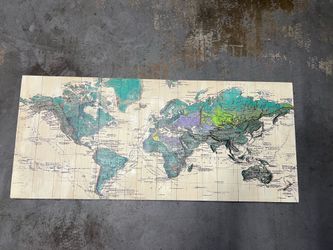French exploration-era world map from the early 1800s decorative wood-slat map panels  vintage map wood panel art