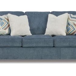 Cashton Blue Couch w/ matching Ottoman 