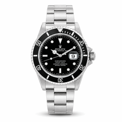 1999 Men's Rolex 40mm Submariner Date Oyster Perpetual Stainless Steel Watch with Black Dial and Black Bezel. (Pre-Owned 16610)