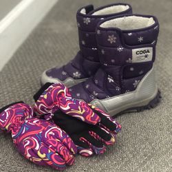Snow Boots With Gloves For Girl