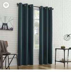 New Sun Zero Bryant 2-Piece Textured Thermal Insulated 100% Blackout Grommet Top Curtain Panel, teal  37"W x 84"L