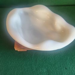 Blenko Art Glass Ash Tray Bowl Cigar Tobacco Vintage Milk Abstract 