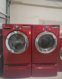 Red LG Washer And Dryer Set