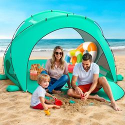 Beach Shade Tent with UPF50+ UV Protection, Portable Sun Shelter, Shade Tents with 2 Zippered Doors