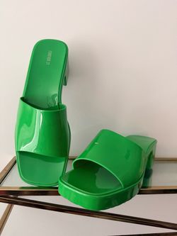 Forever21 Green Block Heel Jelly Sandals
