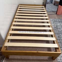 Twin Wooden Frame With Twin Mattress 