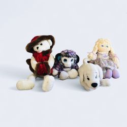 group of stuffed toys.