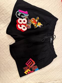 Men's Pro Standard x Miami Heat Fleece Sweat Shorts Mash Up Patches Black Sz XXL