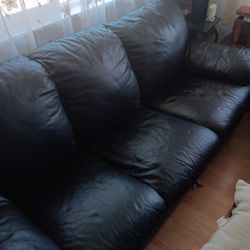 Black Leather Sofa & Loveseat Set
