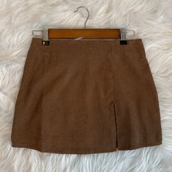 Brown Faux Suede Mini Skirt